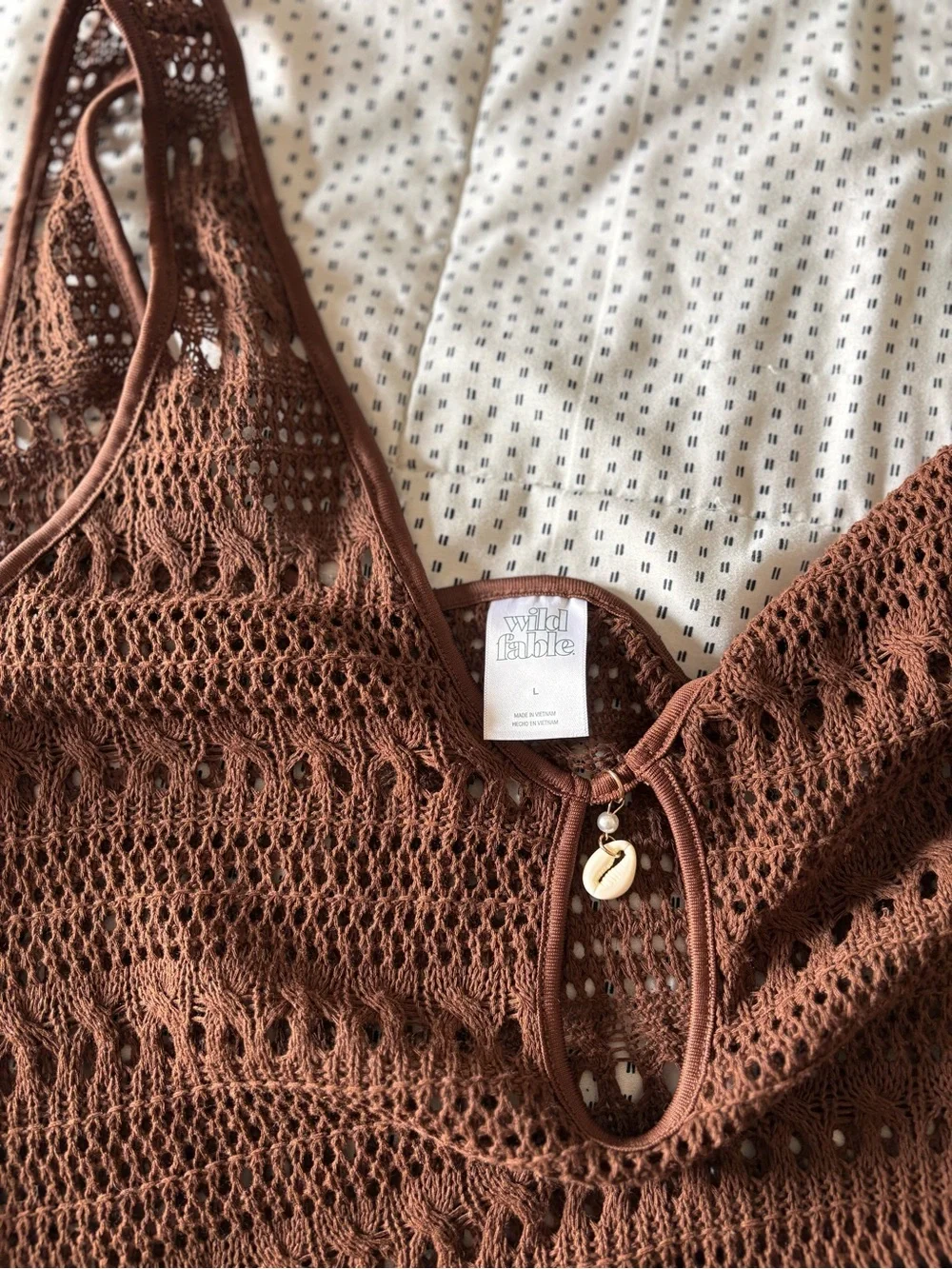 Brown Crochet Swimsuit Coverup Size L